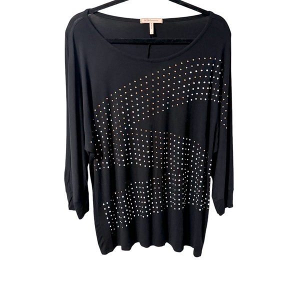 BCBGeneration Tops - BCBGeneration Studded Black Top Womens Large Loose Fit Stretch Studs Embellished